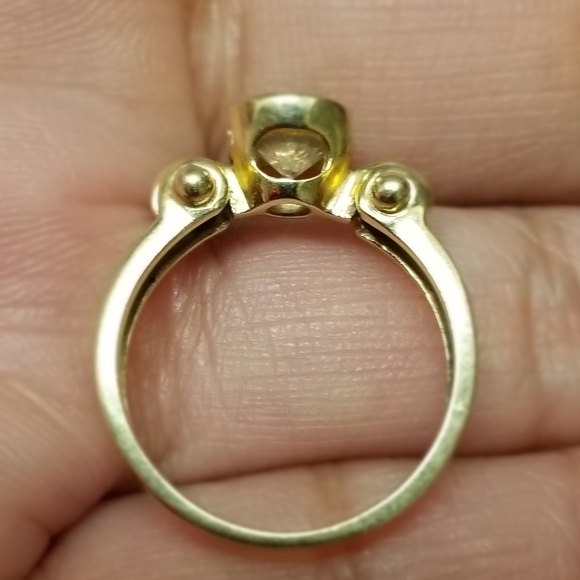 vintage 14k Diamonique Cz barbell shank unique gold ring - Picture 16 of 16